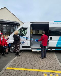 Her Royal Highness The Princess Royal at Strathcarron Hospice - cutting the ribbon on the van donated by West Fraser, and marking the 45th anniversary of the hospice