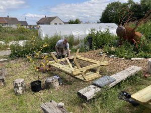 IWC building the benches on site