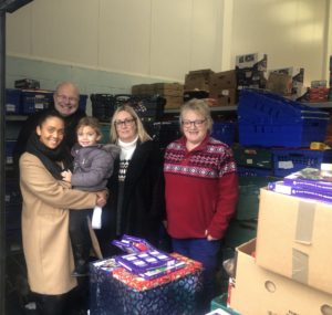 Kent Blaxill and Toni Guy support Colchester Foodbank Dec 2019