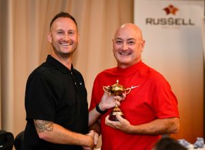 L to R Ross Hayward and Andrew Hayward Holding RRT Ryder Cup Trophy