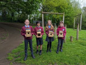 Llantilio Pertholey School pupils make 60 Bird Boxes with a little help from Robert Price 1 1