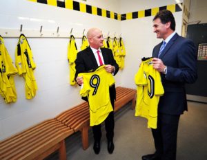 MD Andrew Hayward and CEO at Parent Company Crown Roof Tiles Juan Prestamo in the changing room.