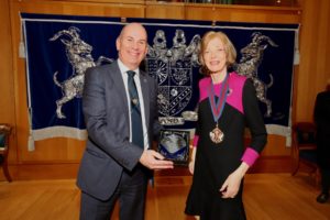 Mike Tattam accpeting the award on behalf of Lakes