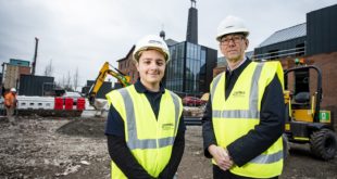 Riley Sulova Michael Rose Senior Economic Regeneration Officer from Leicester Employment Hub at Stepnell Friars Mill site