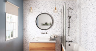 Showerwall bathroom panels in Positano Blue Terrazzo 300dpiRESIZED