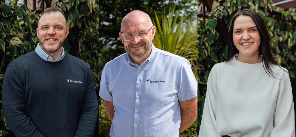 Tobermore Chief Executive Officer Glenn Robinson centre with Sales Directors Lee Blackburn left and Anna McAlee