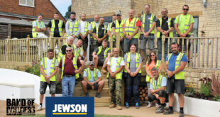 Volunteers with logos