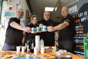 L-R - Tim Height (Band Of Builders); Kirstin Burgess, Matt Pepper (both Travis Perkins Martlesham); Andy Beasley (Tarmac Blue Circle) 