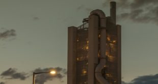 dusk at Rugby Cement plant