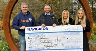 navigator cheque hand over 041224 Paulo from Sands Tom Smith Hannah Salton and Olivia Withers all Navigator